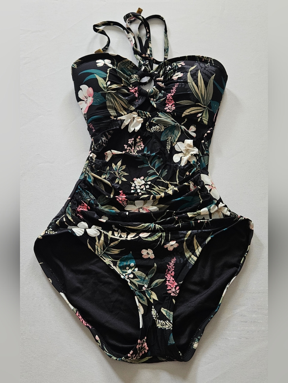 Kate Spade Black Floral Padded One Piece Swimsuit XS - NWT